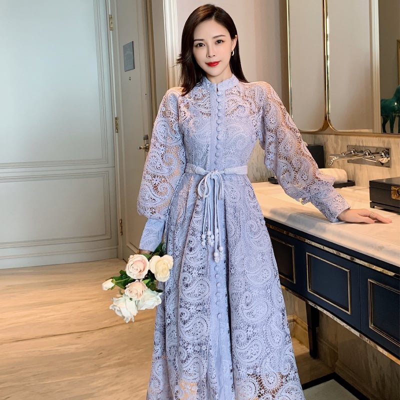 Purple Lace Long Princess Dress