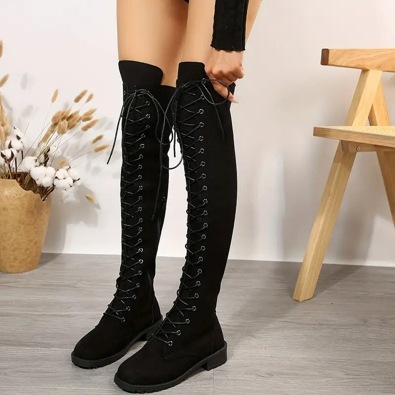 Women's Plus Size Over-the-Knee Flat Boots (414243)