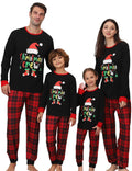 Family Funny Christmas Pajamas Matching Lounge Sleepwear Sets for Women Couples Mens Adult Ladies Xmas Santa Shape Letter Print Top and Plaid Pants Pjs Holiday Pijamas Jammies（Santa Claus Set-WomenS)