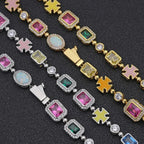 Gold-Plated Hip-Hop Gemstone Necklace